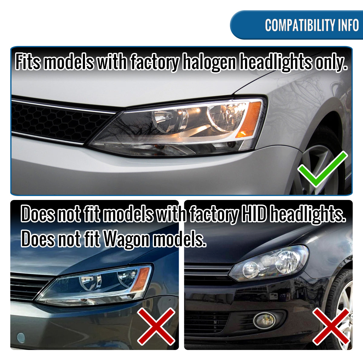 2015-2018 Ford Focus Halogen Headlights Pair | Black