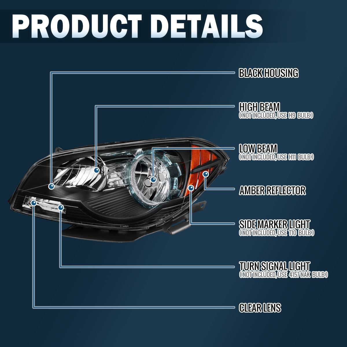 2008-2012 Chevy Malibu Headlights Pair | Black