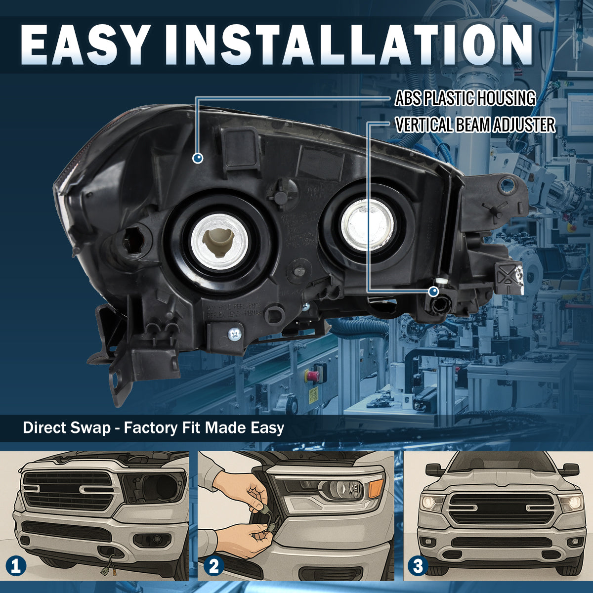 2008-2012 Chevy Malibu Headlights Pair | Black