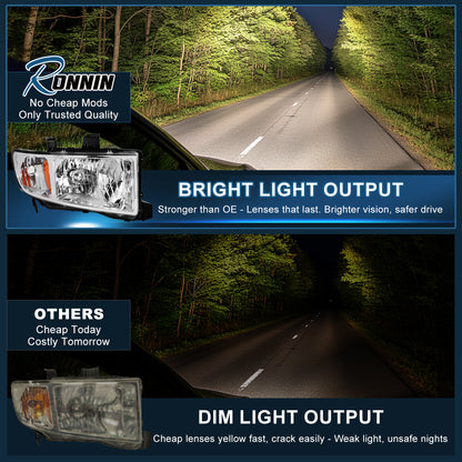 2006-2014 Honda Ridgeline Halogen Headlights Pair | Chrome