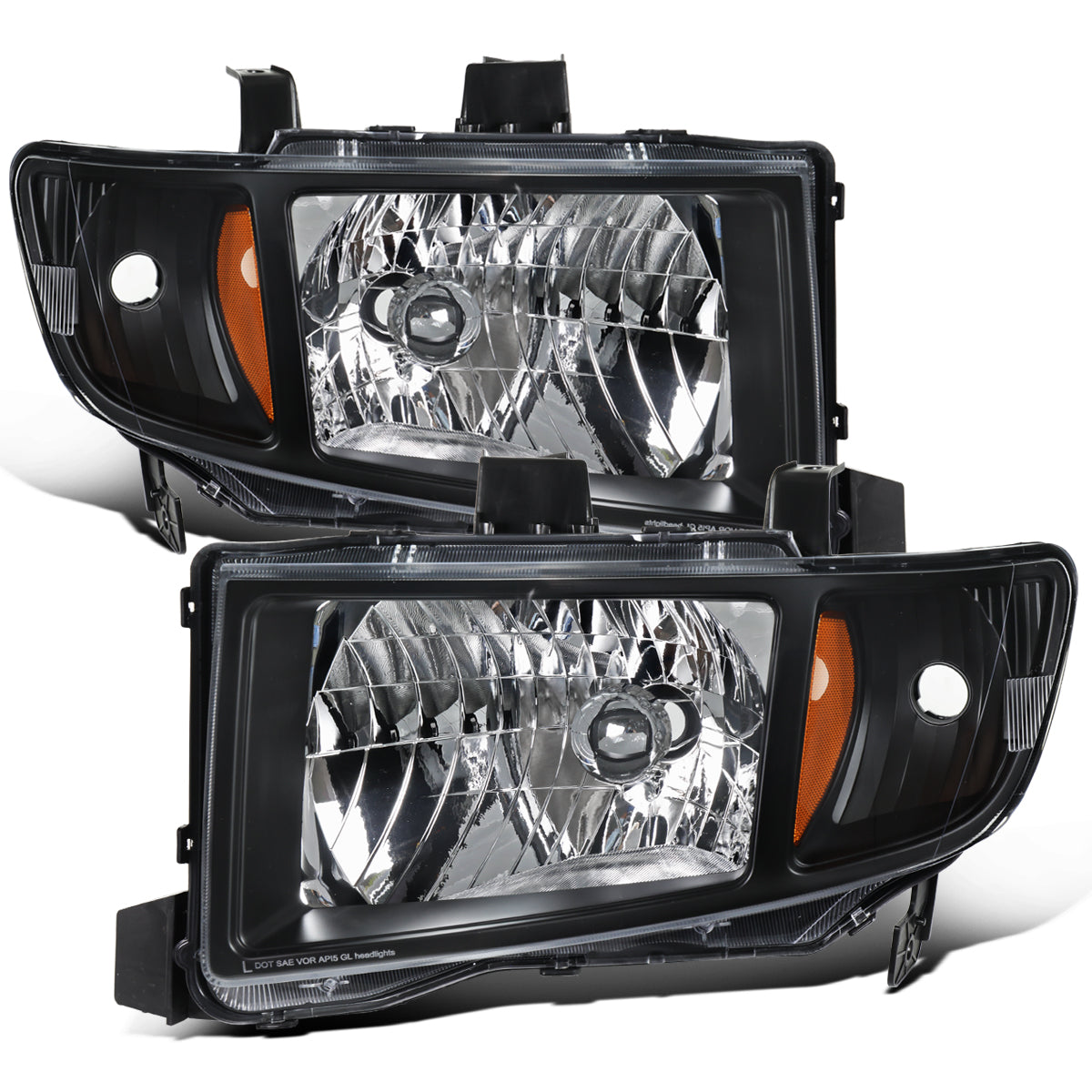 2006-2014 Honda Ridgeline Halogen Headlights Pair | Black