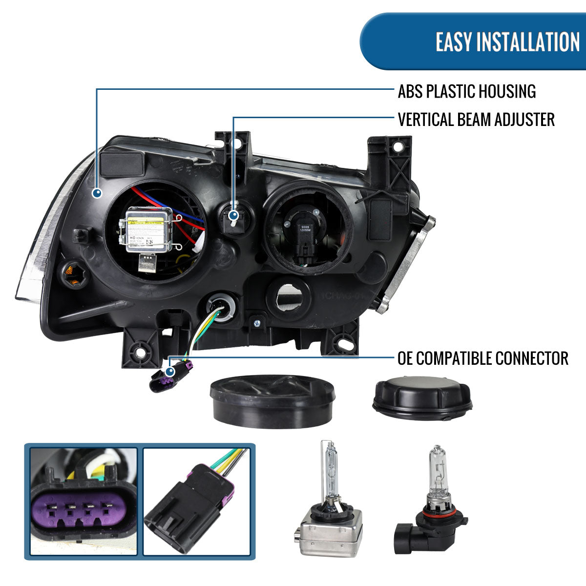 2011-2014 Dodge Charger HID type Projector Headlights Pair | Black