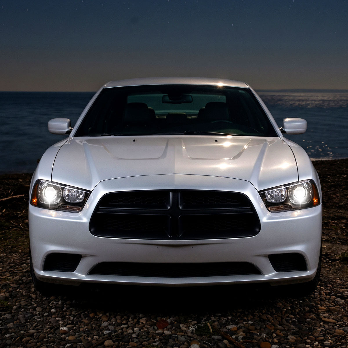 2011-2014 Dodge Charger HID type Projector Headlights Pair | Black