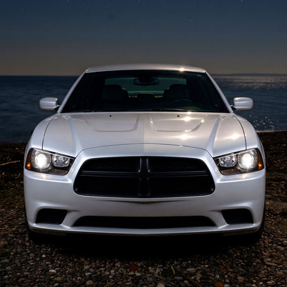 2011-2014 Dodge Charger HID type Projector Headlights Pair | Black
