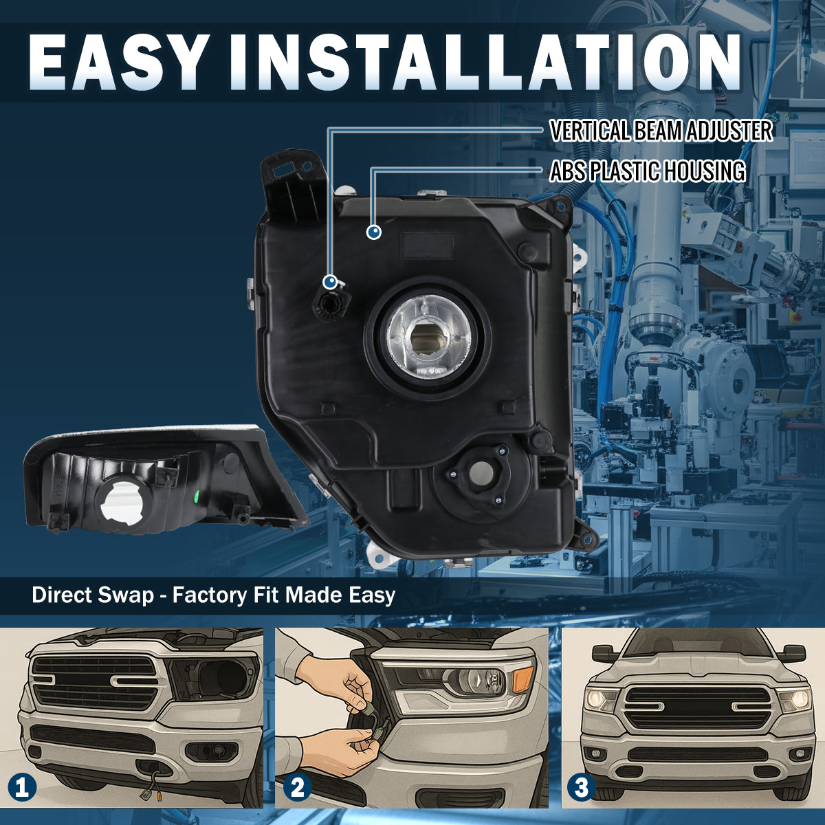 2008-2012 Jeep Liberty Headlights + Turn Signal Lights All-in-One Assembly Pair | Chrome