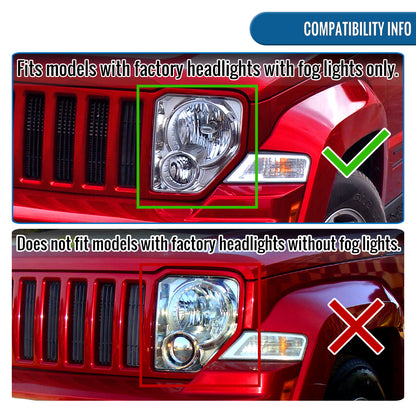 2008-2012 Jeep Liberty Headlights + Turn Signal Lights All-in-One Assembly Pair | Chrome