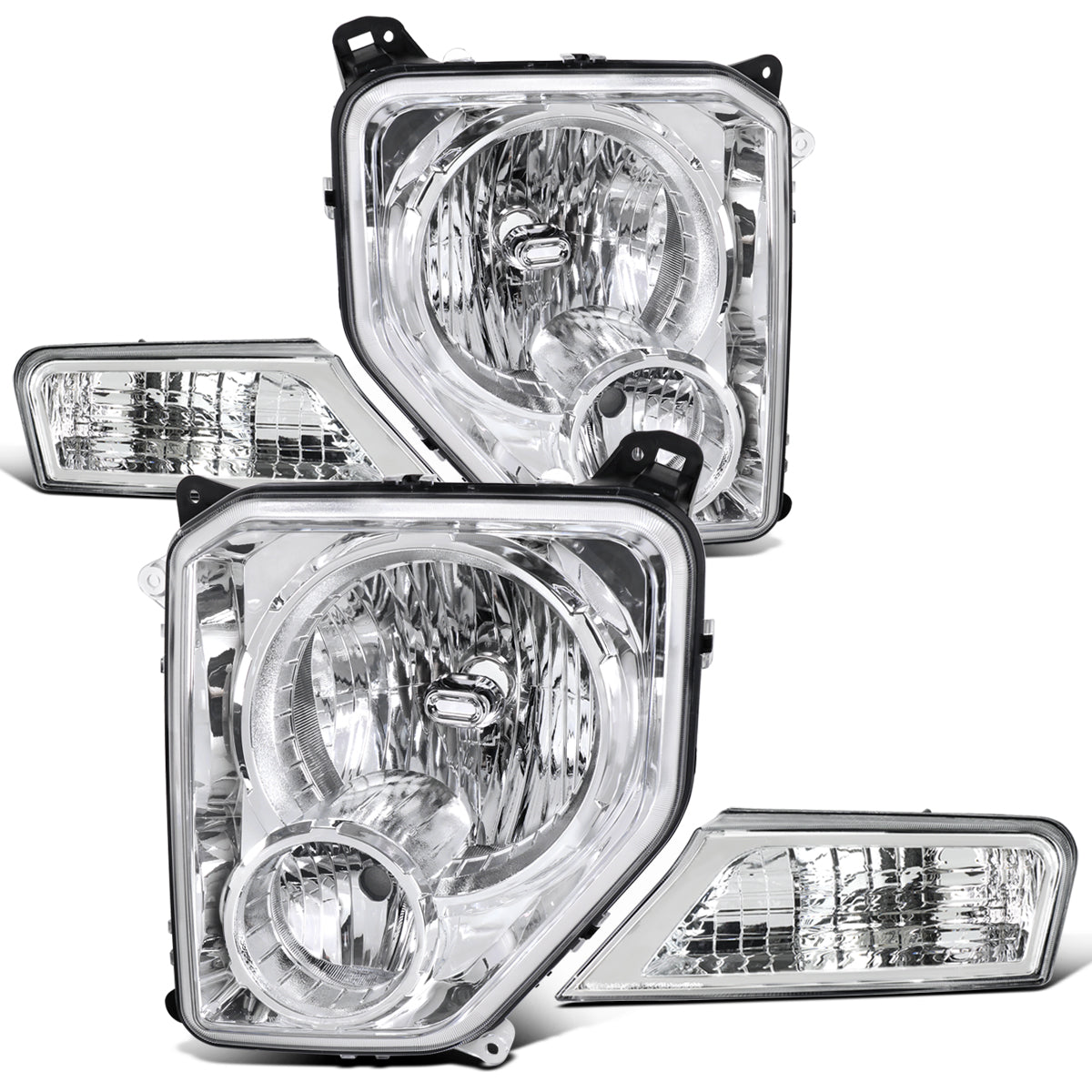 2008-2012 Jeep Liberty Headlights + Turn Signal Lights All-in-One Assembly Pair | Chrome