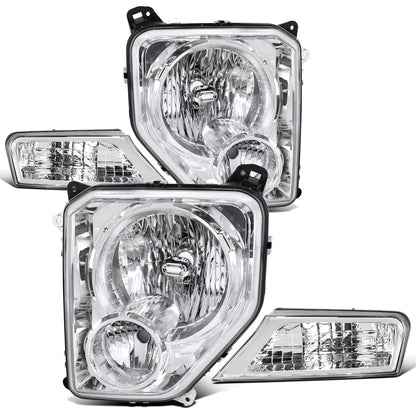 2008-2012 Jeep Liberty Headlights + Turn Signal Lights All-in-One Assembly Pair | Chrome