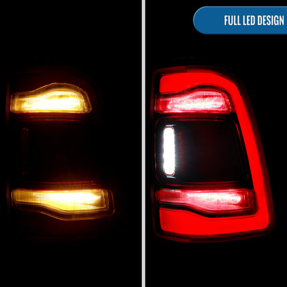2019-2024 Ram 1500 Full LED Tube Tail Lights New Body Style Assembly Pair | Red Clear