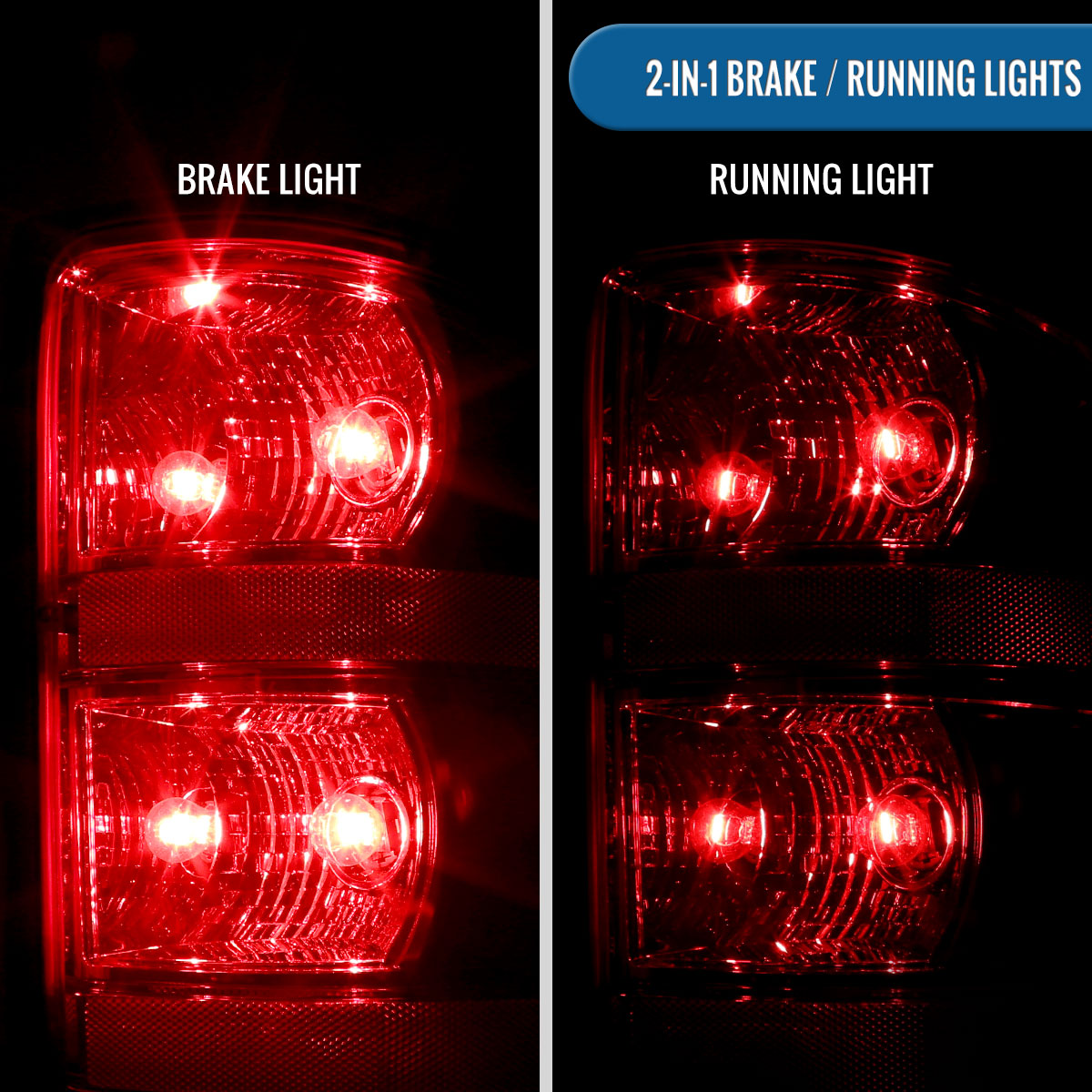 2007-2014 GMC Sierra 1500 2500HD 3500HD Tail Lights Pair | Red Clear