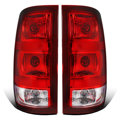 2007-2014 GMC Sierra 1500 2500HD 3500HD Tail Lights Pair | Red Clear