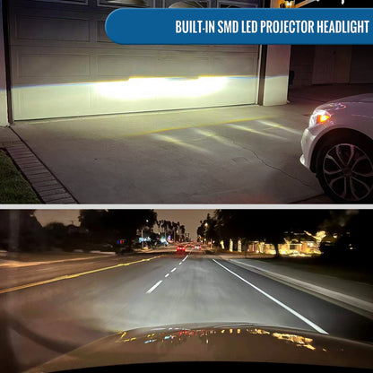 Ronnin - Fits 2016-2021 Honda Civic Full LED Upgrade Replacement For LED Type Projector Headlights Switchback Sequential Turn Signals + Animated Startup Assembly Pair | Black Smoke