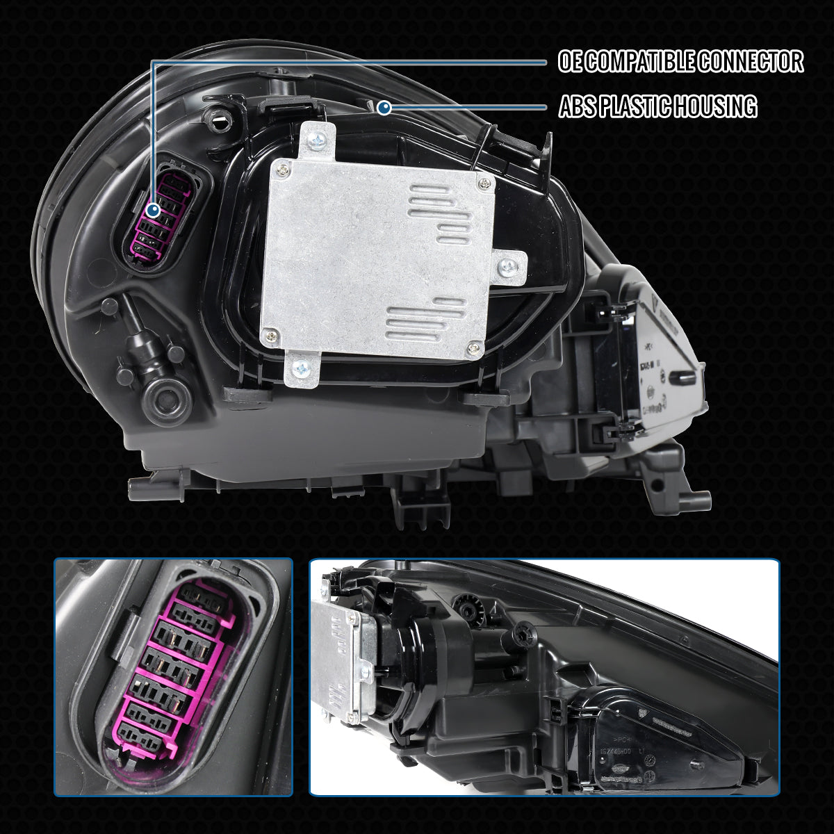 2010-2013 Porsche Panamera LED HID Projector Headlights Pair | Black