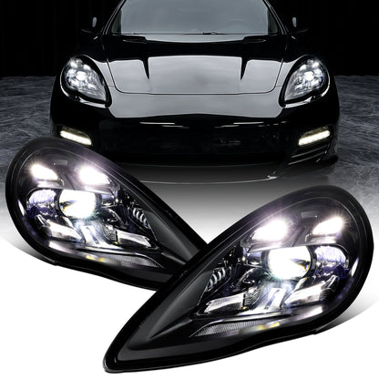 2010-2013 Porsche Panamera LED HID Projector Headlights Pair | Black