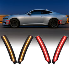 Ronnin - Compatible con Ford Mustang 2024-2025 Conjunto de luces LED de posición laterales mejoradas para parachoques delantero + trasero | Ahumado