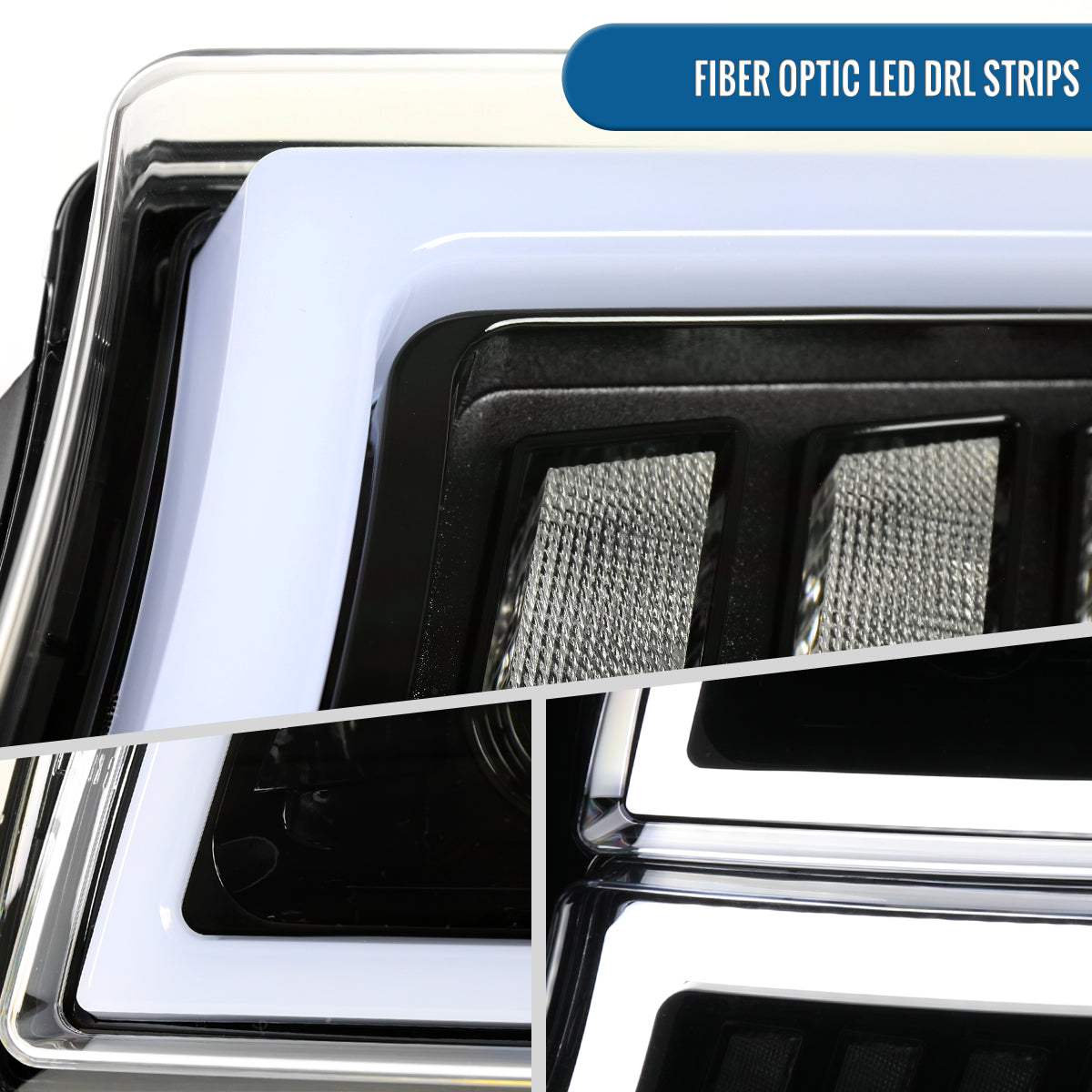 Ronnin - Fits 2003-2006 2007 Chevy Silverado 2002-2006 Avalanche Full LED Projector Headlights + Bumper Lamps DRL Assembly Pair | Glossy Black