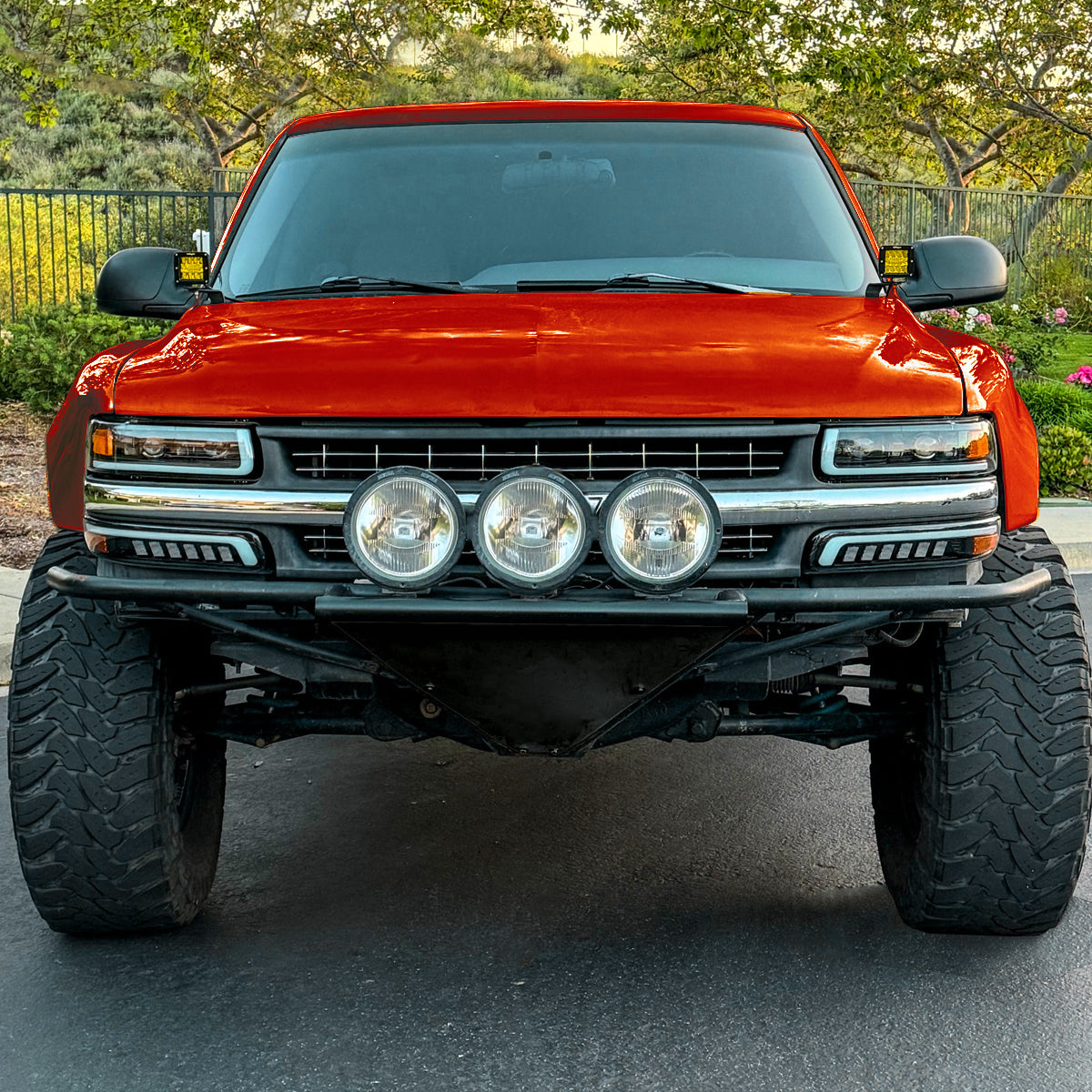 Ronnin - Fits 1999-2002 Chevy Silverado 2000-2006 Suburban 2000-2006 Tahoe Full LED Projector Headlights + Bumper Lamps DRL Assembly Pair | Glossy Black