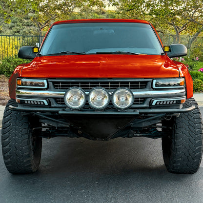 Ronnin - Fits 1999-2002 Chevy Silverado 2000-2006 Suburban 2000-2006 Tahoe Full LED Projector Headlights + Bumper Lamps DRL Assembly Pair | Glossy Black