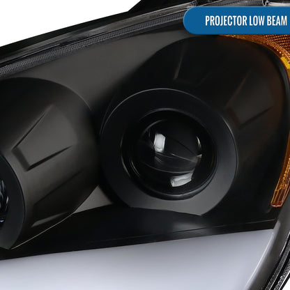 Ronnin - Se adapta a Hyundai Genesis Coupe 2010-2012 Mejora de luces direccionales LED secuenciales Faros halógenos de doble proyector Ensamblaje de par | Negro