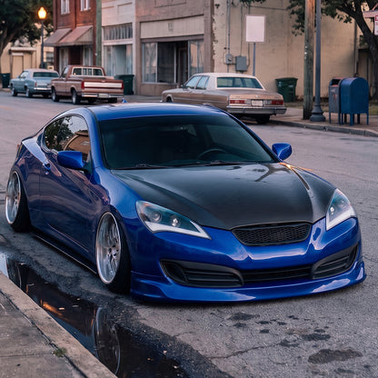 Ronnin - Se adapta a Hyundai Genesis Coupe 2010-2012 Mejora de luces direccionales LED secuenciales Faros halógenos de doble proyector Ensamblaje de par | Negro