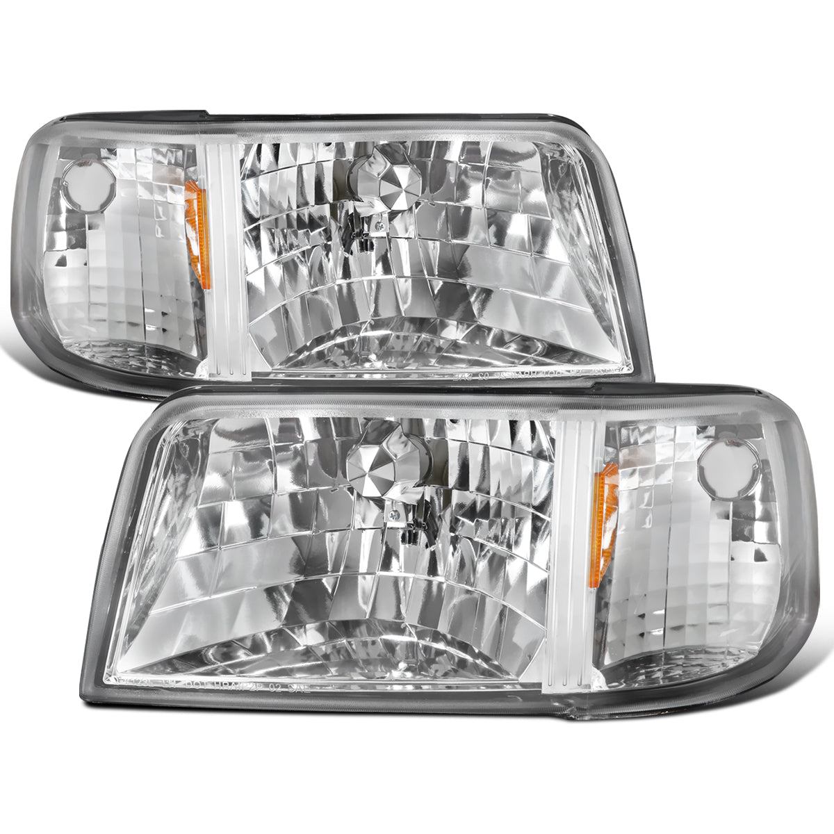 1993-1997 Ford Ranger  Replacement Headlights + Corner Turn Signal Lights Assembly Pair | Chrome