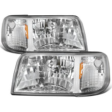 1993-1997 Ford Ranger  Replacement Headlights + Corner Turn Signal Lights Assembly Pair | Chrome