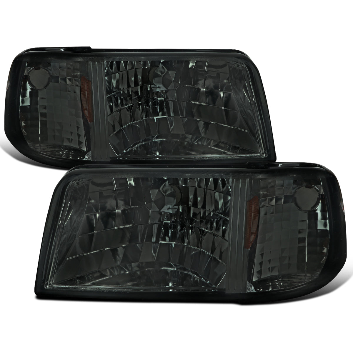 1993-1997 Ford Ranger  Replacement Headlights + Corner Turn Signal Lights Assembly Pair | Smoke