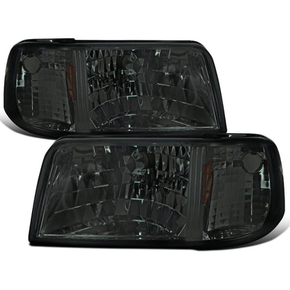 1993-1997 Ford Ranger  Replacement Headlights + Corner Turn Signal Lights Assembly Pair | Smoke