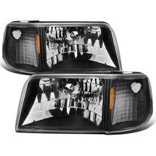 1993-1997 Ford Ranger  Replacement Headlights + Corner Turn Signal Lights Assembly Pair | Black