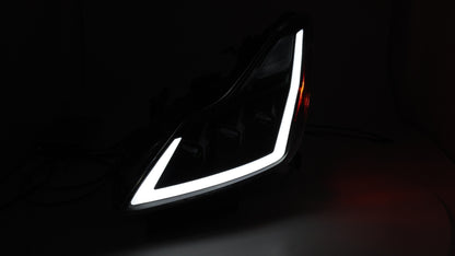 Ronnin - Fits 2008-2013 Infiniti G37 2014-2015 Q60 Coupe LED High Beam + Low Beam Projector Headlights Switchback Sequential Signals DRL + Animated Startup Effect Assembly Pair  | Black