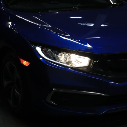 Ronnin - Se adapta a Honda Civic de 2016-2021, faros delanteros con proyector tipo tubo LED halógeno, par de ensamblajes | Cromado