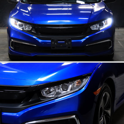 Ronnin - Se adapta a Honda Civic de 2016-2021, faros delanteros con proyector tipo tubo LED halógeno, par de ensamblajes | Cromado