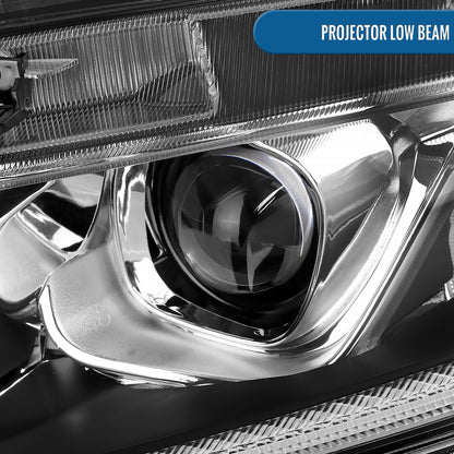 Ronnin - Se adapta a Honda Civic de 2016-2021, faros delanteros con proyector tipo tubo LED halógeno, par de ensamblajes | Cromado