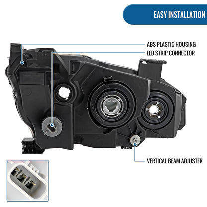 Ronnin - Se adapta a Honda Civic de 2016-2021, faros delanteros con proyector tipo tubo LED halógeno, par de ensamblajes | Cromado