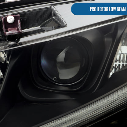 Ronnin - Se adapta a Honda Civic Halógeno Tipo LED Tubo Proyector Faros Montaje Par 2016-2021 | Negro Ahumado
