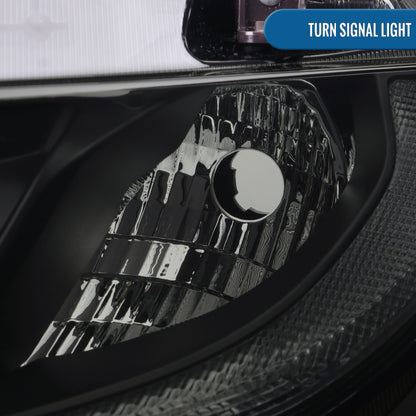 Ronnin - Se adapta a Honda Civic Halógeno Tipo LED Tubo Proyector Faros Montaje Par 2016-2021 | Negro Ahumado