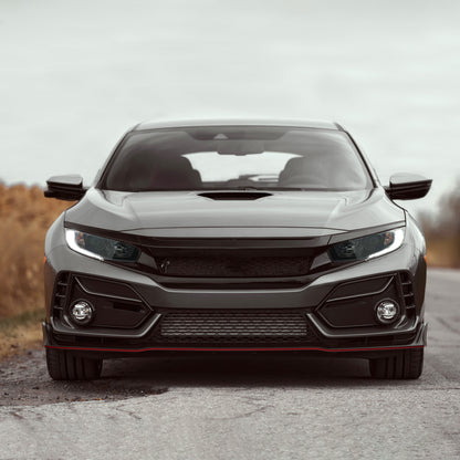 Ronnin - Se adapta a Honda Civic Halógeno Tipo LED Tubo Proyector Faros Montaje Par 2016-2021 | Negro Ahumado