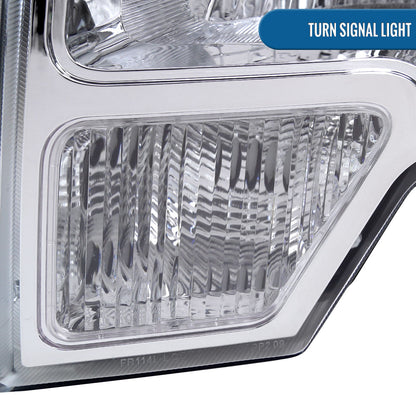 Ronnin - Fits 2009-2014 Ford F150 Pickup Truck Factory Replacement Halogen Headlights Assembly Pair | Chrome