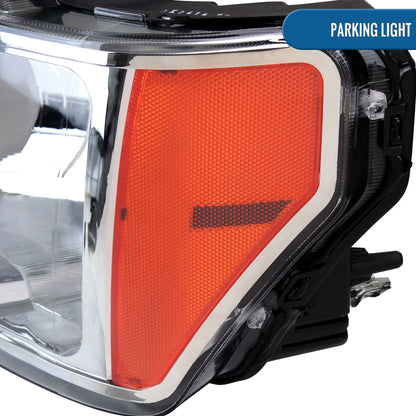 Ronnin - Fits 2009-2014 Ford F150 Pickup Truck Factory Replacement Halogen Headlights Assembly Pair | Chrome