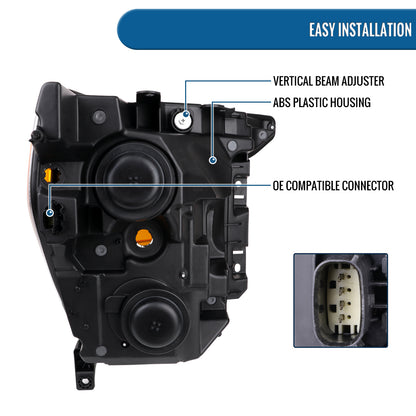 Ronnin - Fits 2021-2023 Ford F150 Halogen Headlights Factory Stock Replacement Assembly | Left Driver Side | Chrome
