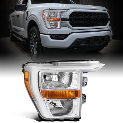 Ronnin - Fits 2021-2023 Ford F150 Halogen Headlights Factory Stock Replacement Assembly | Right Passenger Side | Chrome