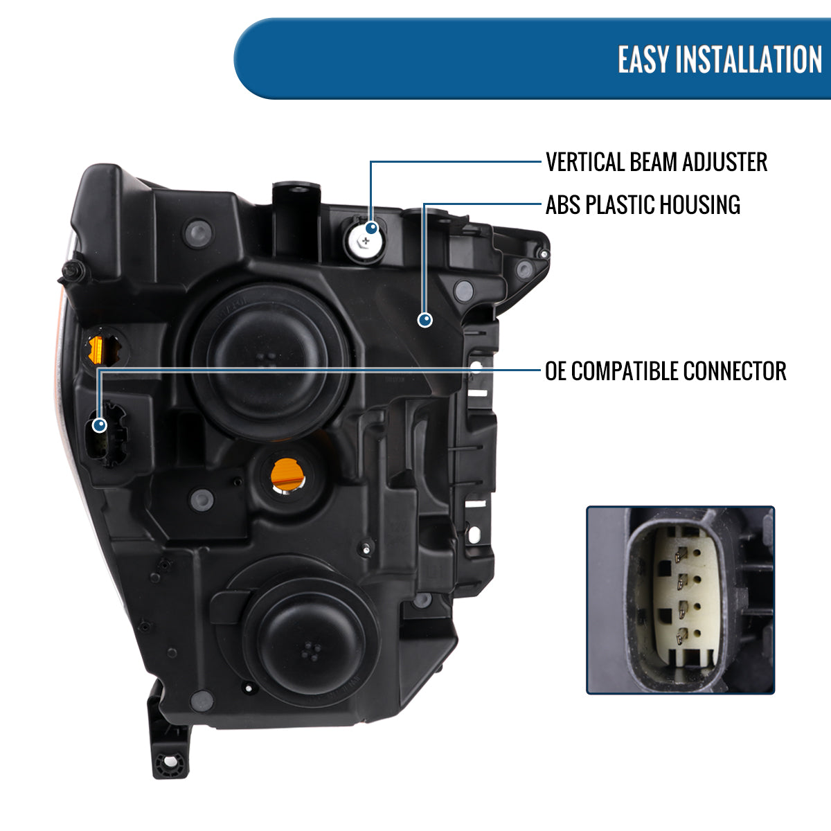 Ronnin - Fits 2021-2023 Ford F150 Halogen Headlights Factory Stock Replacement Assembly Pair | Black Smoke