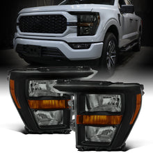 Ronnin - Fits 2021-2023 Ford F150 Halogen Headlights Factory Stock Replacement Assembly Pair | Black Smoke