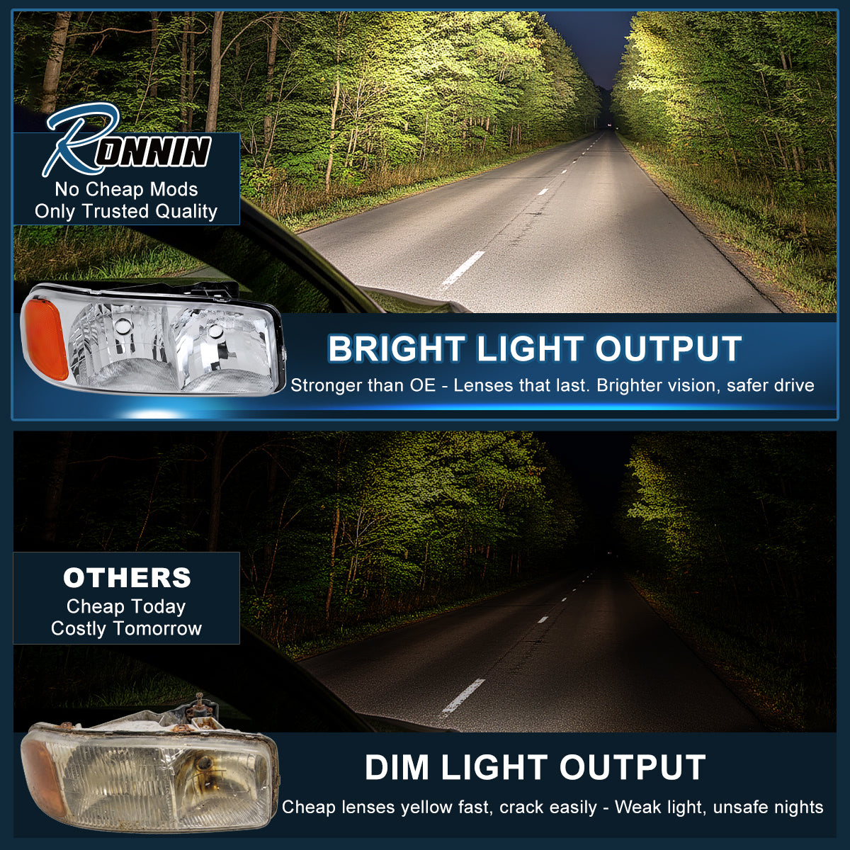 1999-2006 GMC Sierra 1500 2500 3500 Headlights Pair | Chrome