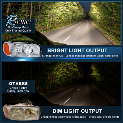 1999-2006 GMC Sierra 1500 2500 3500 Headlights Pair | Chrome