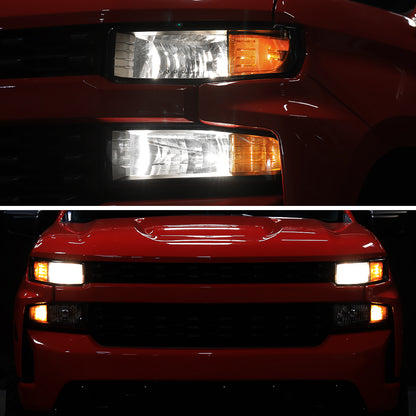 Ronnin - Compatible con Chevy Silverado 1500 2019-2021, Silverado 1500 LTD 2022, conjunto de faros halógenos de repuesto de fábrica (par) | Negro