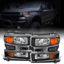 Ronnin - Fits 2019-2021 Chevy Silverado 1500 2022 Silverado 1500 LTD Factory Replacement Halogen Headlights Assembly Pair | Black