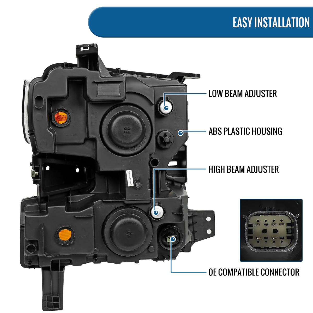 Ronnin - Fits 2019-2021 Chevy Silverado 1500 2022 Silverado 1500 LTD Factory Replacement Halogen Headlights Assembly Pair | Black Smoke