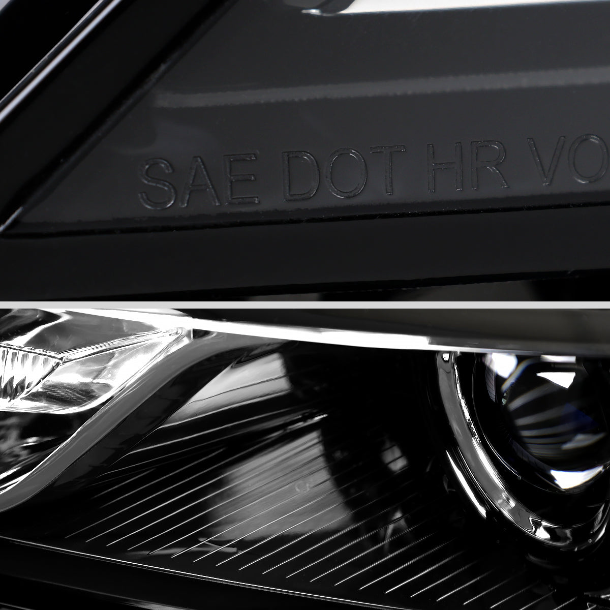Ronnin - Compatible con Chevy Impala 2014-2020 Par de ensamblajes de faros delanteros con proyector halógeno de repuesto | Negro brillante