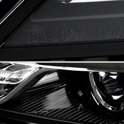 Ronnin - Compatible con Chevy Impala 2014-2020 Par de ensamblajes de faros delanteros con proyector halógeno de repuesto | Negro brillante